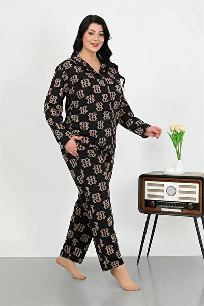 mtm My The Mall Set de pijamale negre pentru femei, din bumbac, cu buzunare, ...