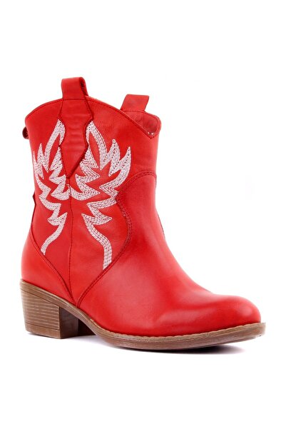 SailLakers - Жіночі черевики з червоною шкірою та вишивкою 105-3388-VENUS
