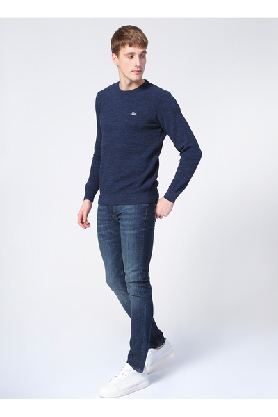 Lee Bisiklet Yaka Regular Fit Düz Mavi Erkek Kazak L212149400_Knitwear Crew Neck