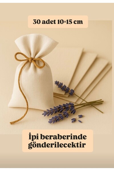 ALASEREN Bez Kese Ham Bez Natural 10*15 Cm 30 Lu Takı,sabun,lavanta Vs Kese B...