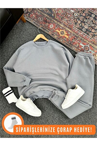 tetramoda Три нитки Компактний велосипедний комір Внутрішня частина з бавовни Преміум Oversize Спортивний костюм