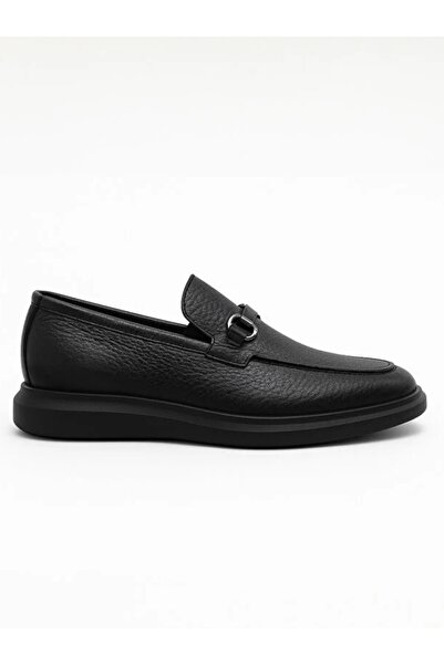 Morven Men's Black Leather Belted Casual Shoes