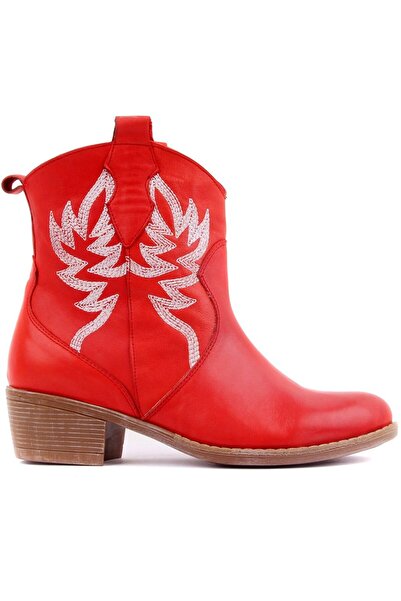 SailLakers - Жіночі черевики з червоною шкірою та вишивкою 105-3388-VENUS