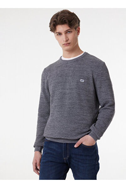 Lee Bisiklet Yaka Regular Fit Düz Gri Erkek Kazak L212149035 Knitwear Crew Neck
