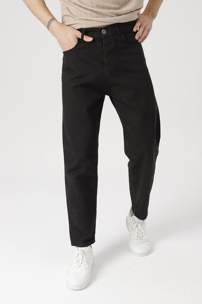 Gambocci Ανδρικό μαύρο Boyfriend παντελόνι με άνετη εφαρμογή