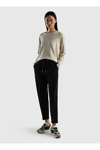 Benetton Yüksek Bel Normal Siyah Kadın Pantolon 4DI4DF00J