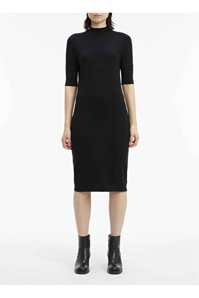 Calvin Klein Bisiklet Yaka Siyah Midi Kadın Elbise K20K205751BEH