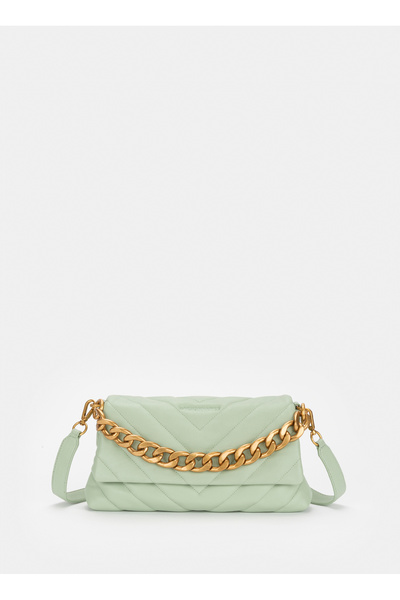 Les Visionnaires Yeşil 16x7x30 Kadın Deri Omuz Çantası AYLAQUILTING5007