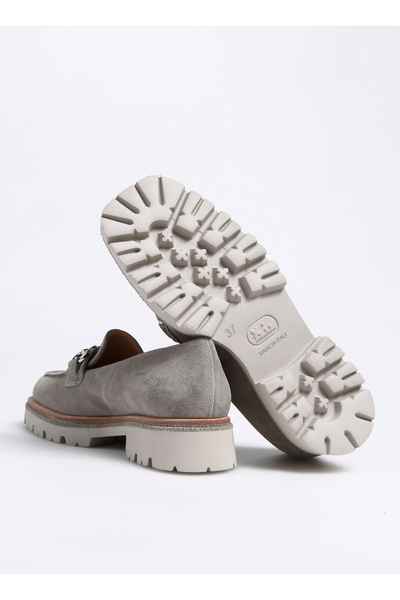 Laura Bellariva Gri Kadın Süet Loafer 8710