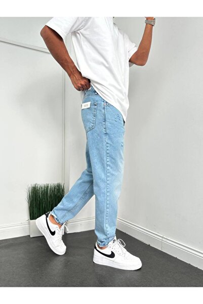 Gambocci Erkek Boyfriend Yüksek Bel Rahat Kalıp Bilek Boy Pantolon