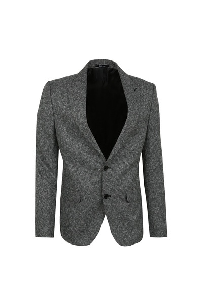 SÜVARİ Süvari Slim Fit Siyah Erkek Armürlü Ceket CT2004800240