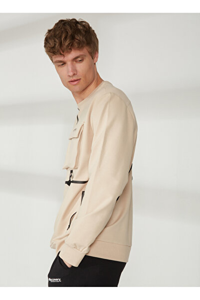 Discovery Expedition Bisiklet Yaka Bej Erkek Sweatshırt OMARA