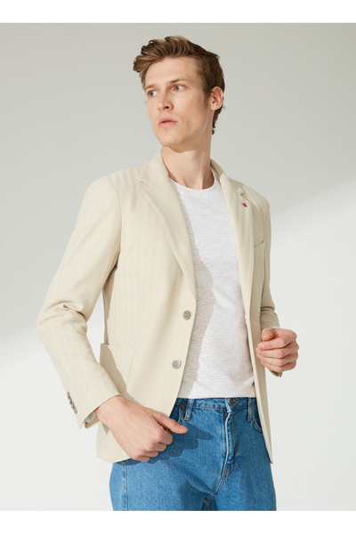 AT.P.CO Bej Erkek Uzun Cepli Slim Fit Yazlık Ceket A262ALAN60TF214-
