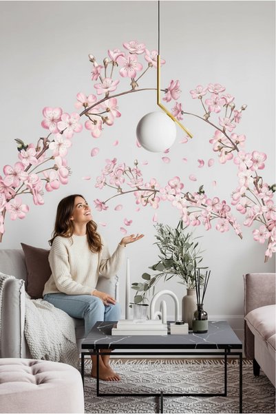 Kt Grup Japonya Sakura Çiçekleri Modern Duvar Sticker Seti