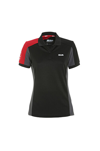 Slam Siyah - Gri - Kırmızı Kadın Polo Yaka Regular Fit T-Shirt A908005S00_ACT...