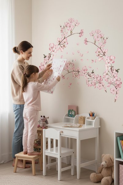 Kt Grup Japonya Sakura Çiçekleri Modern Duvar Sticker Seti