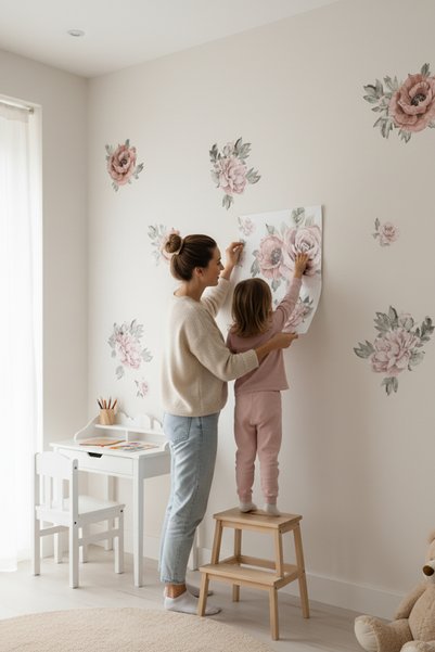 Kt Grup Kahverengi Şakayık Çiçekler Modern Duvar Sticker Seti