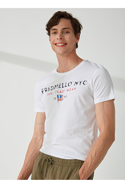 Fred Mello Bisiklet Yaka Beyaz Erkek T-Shirt FM23S23TGWHITE