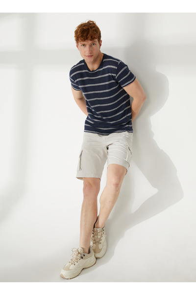 Fred Mello Normal Bel Slim Fit Taş Erkek Bermuda Şort FMELLISSTONE