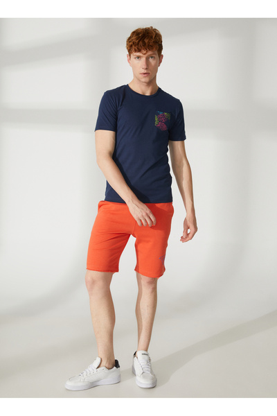 Fred Mello Bisiklet Yaka Mavi Erkek T-Shirt FM23S26TGBLUE