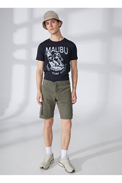 Fred Mello Normal Bel Slim Fit Haki Erkek Bermuda Şort FMELLISARMY