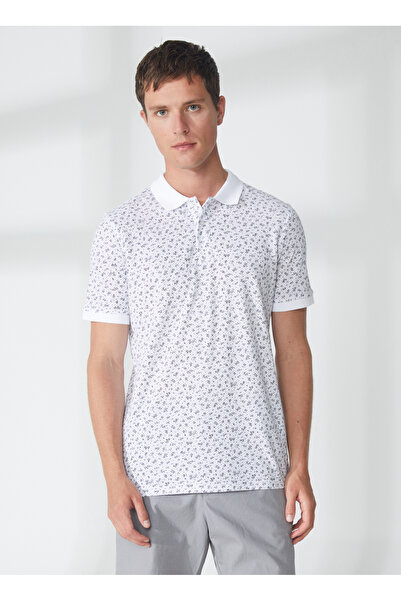 Lee Cooper Ανδρικό μπλουζάκι με λαιμόκοψη πόλο λευκό 232 LCM 242036 NEWBERNARD WHITE