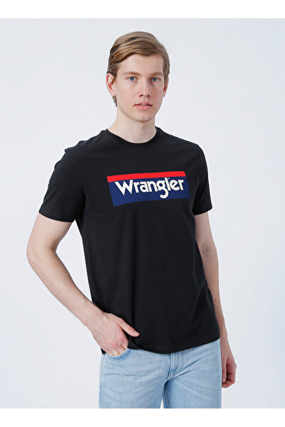 WRANGLER O Yaka Baskılı Açık Siyah Erkek T-Shirt W7H4D3XV6