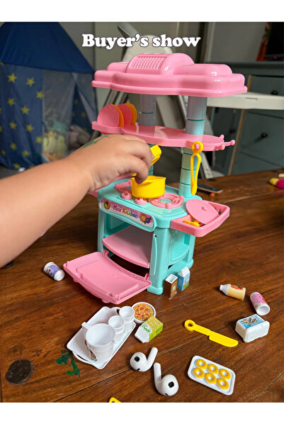 Choice1 مجموعة ألعاب مطبخ صغيرة وردية اللون، محاكاة طهي الطعام، أدوات مائدة، منزل للعب الأدوار