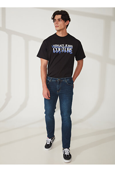 Fred Mello Normal Bel Normal Paça Slim Fit Lacivert Erkek Denim Pantolon FM23...