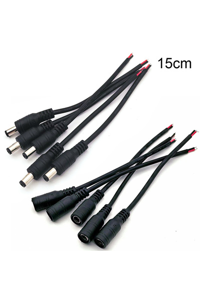 Choice 5pairs F M 15cm 5Pcs Black 5.5 x 2.1mm DC Plug Jack Connector Cable Pi...