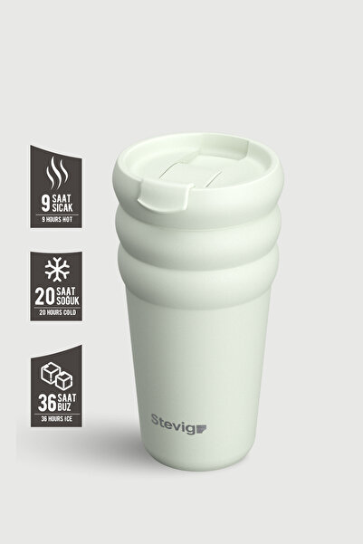 Stevig 3 Bubble Two-Cap Straw Tumbler Steel Thermos 600 ml Lightest Sky St-247