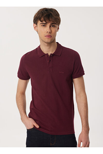 Lee Cooper Ανδρικό μπλουζάκι Polo Neck Plum 232 LCM 242048 TWINS MÜRDÜM