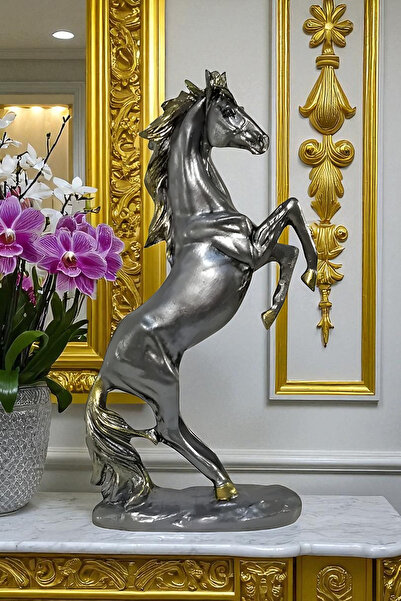 ay hediyelik Şahlanan At Heykeli Biblo - Dekoratif Polyester 16x33 cm