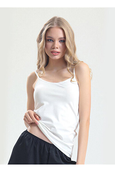 Magic Form Kare Yaka Düz Beyaz Kadın Atlet 4025