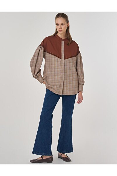 Kayra Ekose Desen Garnili Tunik Camel