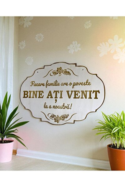 OEM Placuta personalizata din lemn "Bine ati venit" 30x20 cm, forma ovala