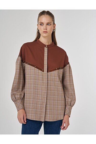 Kayra Ekose Desen Garnili Tunik Camel