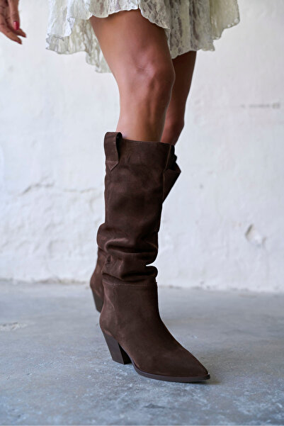 PELİN'İN AYAKKABILARI KİDNEY KAHVE SÜET ÇİZME