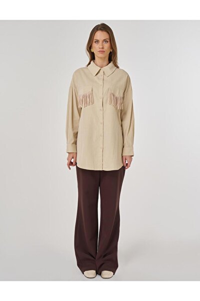 Kayra Κρέμα βελούδινης τουνίκ με λεπτομέρεια με φούντα