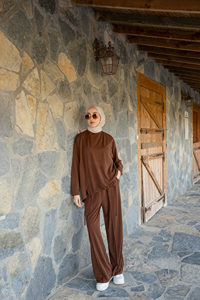 LOCCO Women's Elastic Waist Suit Brown