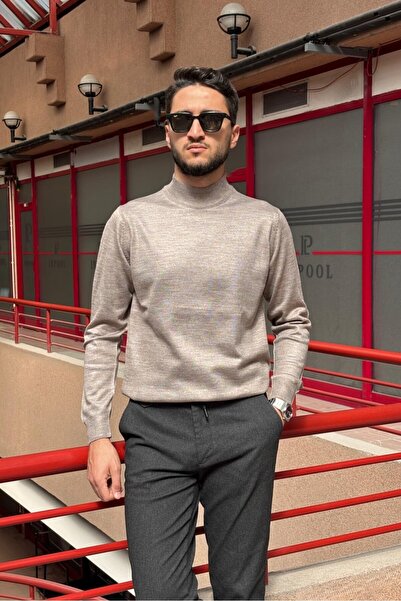 inpool Мъжки, тънък, плетен пуловер със стари пари, с половин яка