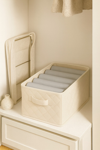 Sertil 4 Pieces 45X30X20 Large Cream Steel Frame Cabinet Interior Shelf Organizer Foldable Clothing Organizer