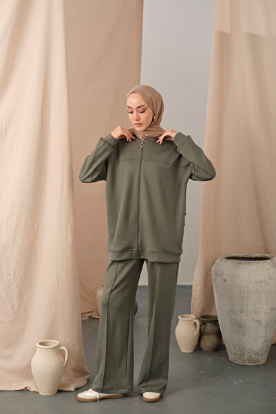 LOCCO Γυναικείο Σετ Κοστούμι Χιλιοστάλακτο Λεπτομέρειας Διπλό Πράσινο