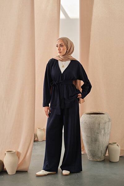 LOCCO Жіночий комплект кімоно з поясом, синій