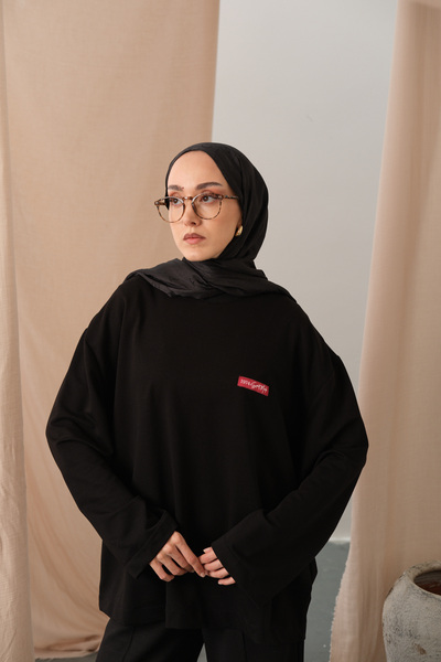 LOCCO Kadın Arma Detay Tunik Siyah