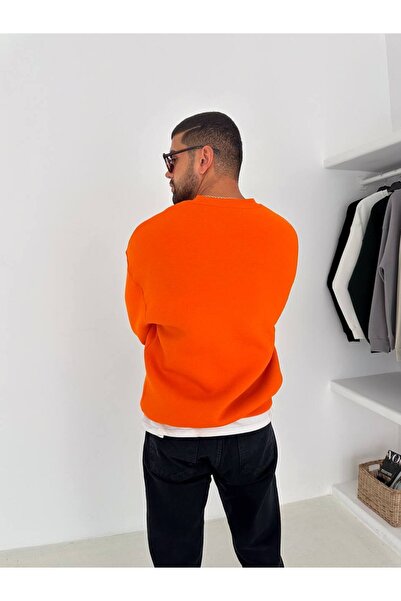 İLKCET MODA Βασικό πορτοκαλί Unisex Oversize Premium φούτερ