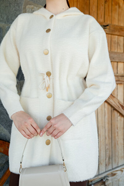 LOCCO Women's Hooded Knitwear Jacket Beige