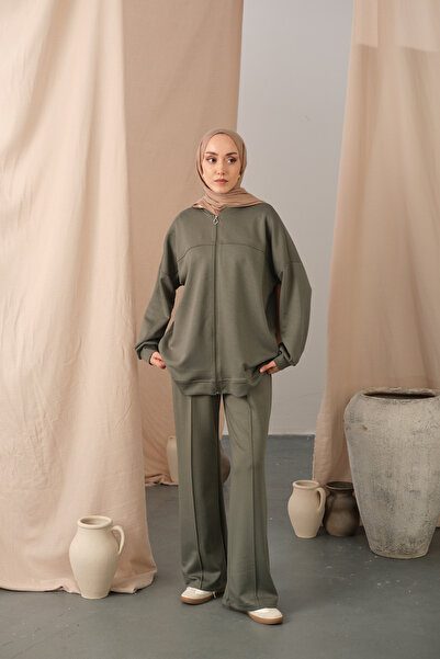 LOCCO Γυναικείο Σετ Κοστούμι Χιλιοστάλακτο Λεπτομέρειας Διπλό Πράσινο