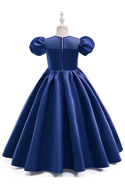 Tomac Fener Kol Yuvarlak Yaka Boncuklu Kız Çocuk Elbisesi