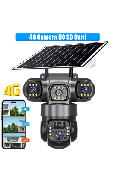 Choice كاميرا 4G V380 Pro 12 ميجابكسل تقريب 10x عدسة ثلاثية كاميرا تعمل بالطاقة الشمسية خارجية PIR كشف الحركة مراقبة